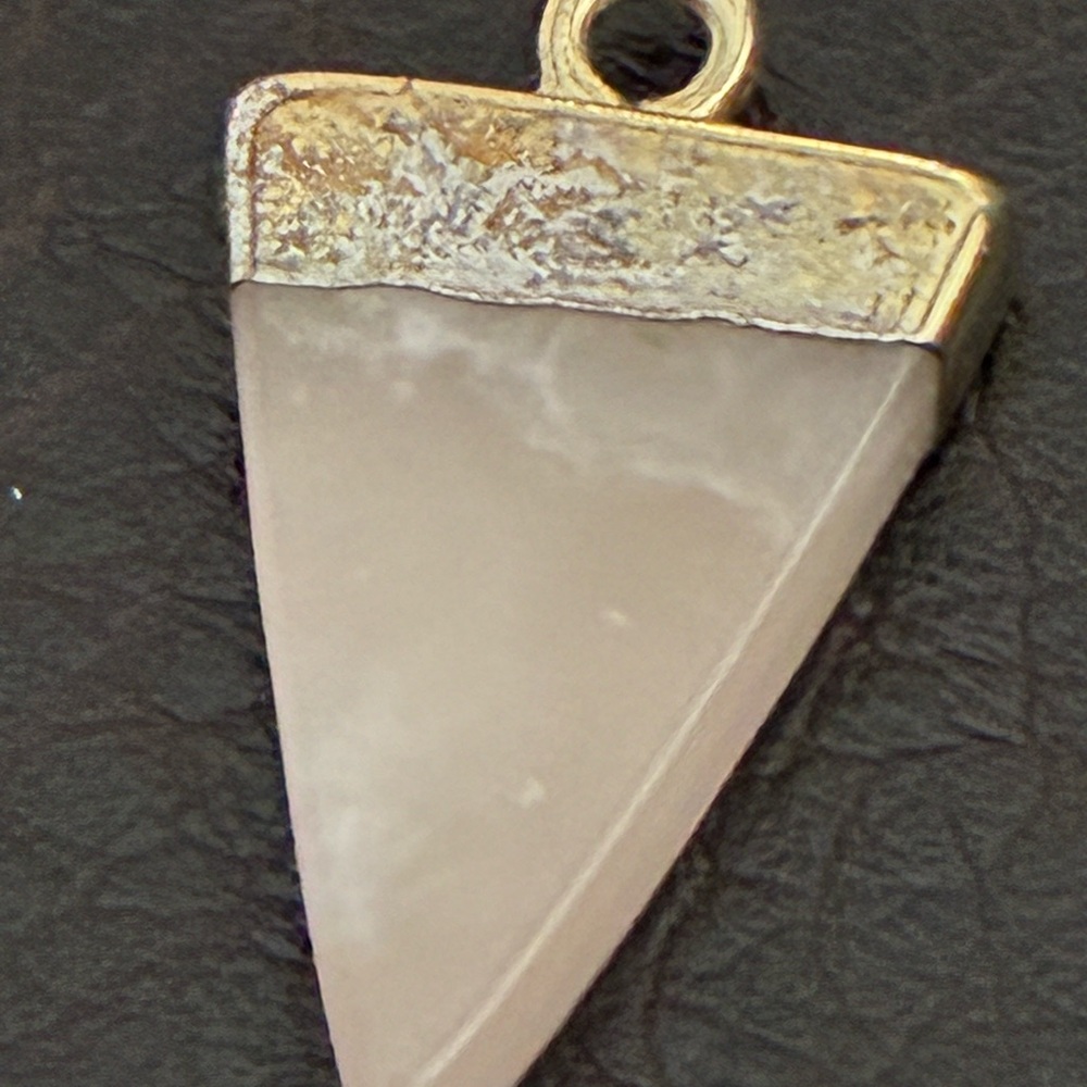 Antique gold-tone Triangle Pendant made from a pink gemstone